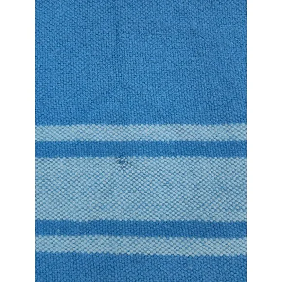 Vintage Canada Steamship Lines Murray Bay Homespun Blanket, Blue Stripe 74 x 50